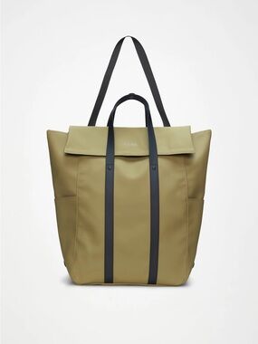Rains Olive Green Tote-Style Backpack with Black Straps